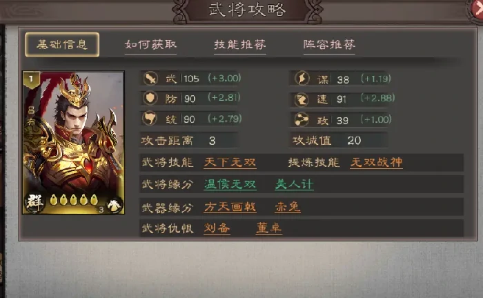 三国乱世霸王吕布武将攻略大全