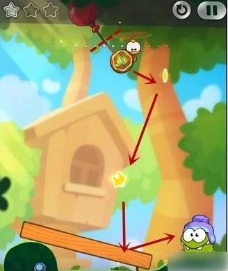 割绳子2森林第16关怎么过 割绳子2森林16关过关攻略,