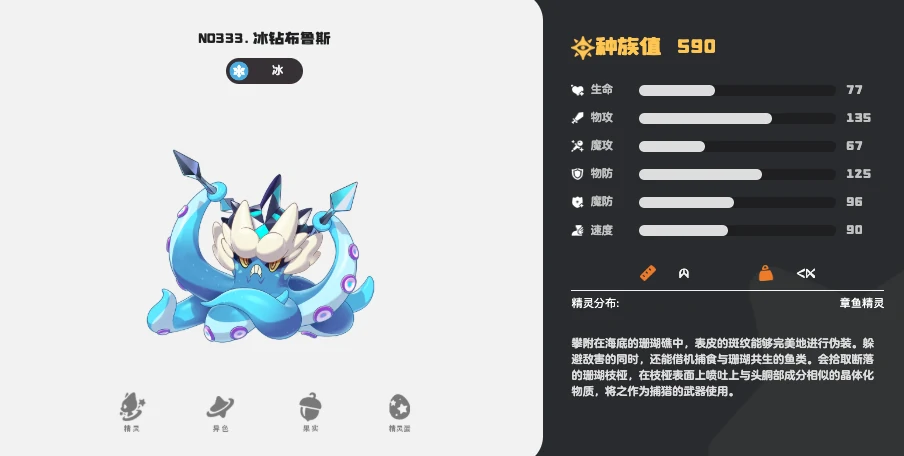 洛克王国世界冰钻布鲁斯技能表,洛克王国世界手游冰钻布鲁斯技能分享