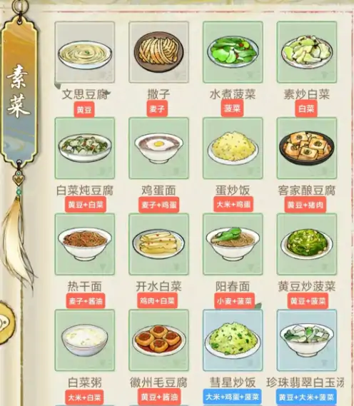 华夏千秋食谱介绍,华夏千秋食材获取