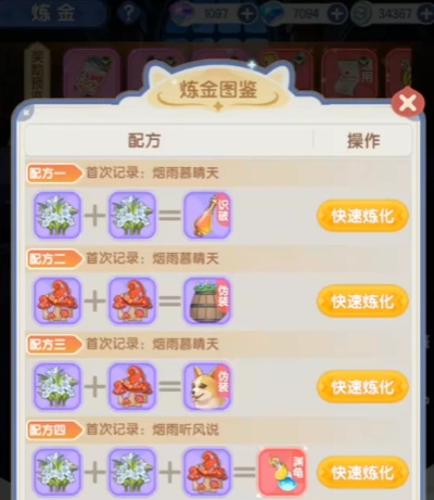 仙境传说破晓炼金配方介绍,仙境传说破晓有哪些炼金配方