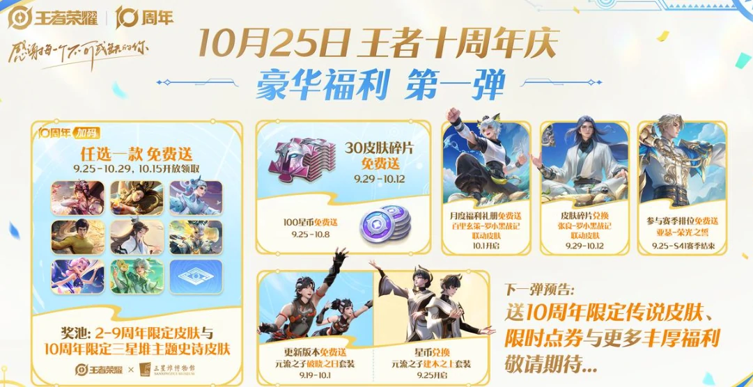 王者荣耀十周年庆典时间曝光,王者荣耀十周年限定福利盘点,王者荣耀