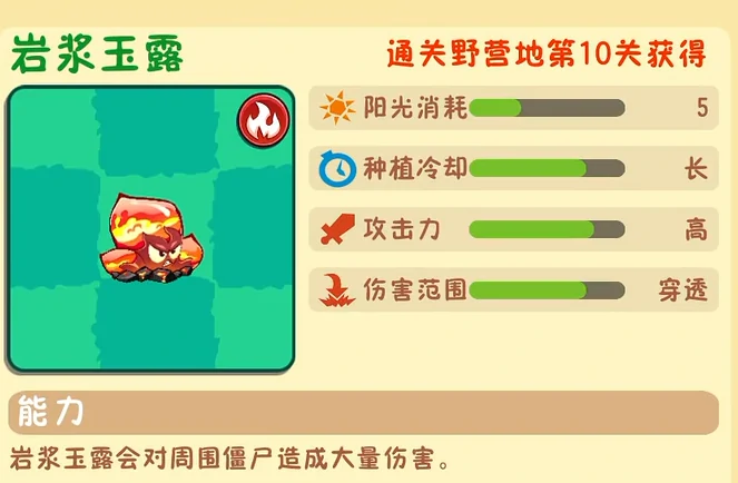 植物大战僵尸3岩浆玉露怎么样,植物大战僵尸3岩浆玉露技能效果与实战应用详解