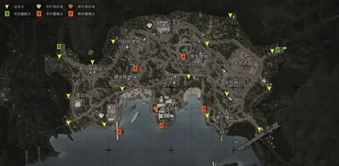 暗区突围,出生点,分布图,农场,山谷,北山,暗区突围