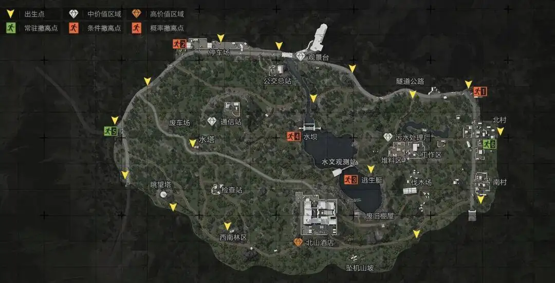 暗区突围,出生点,分布图,农场,山谷,北山,暗区突围
