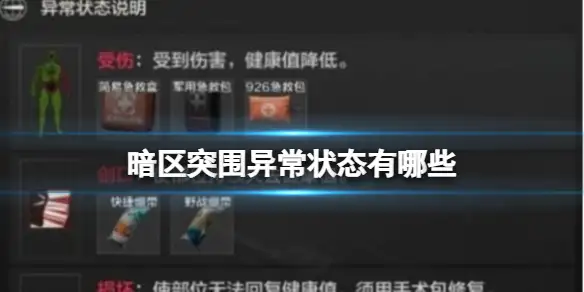 暗区突围,异常状态有哪些,各种异常状态介绍一览,暗区突围