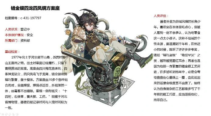 来古Project中的错金银四龙四凤铜方案座器者