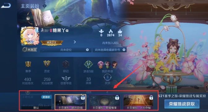 选择自己喜欢的主页装扮